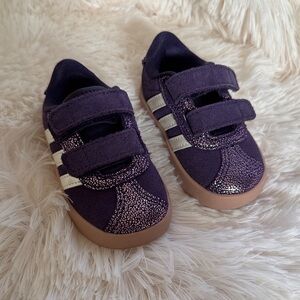 adidas Kids Purple Glitter Velcro Sneakers with Gum Sole